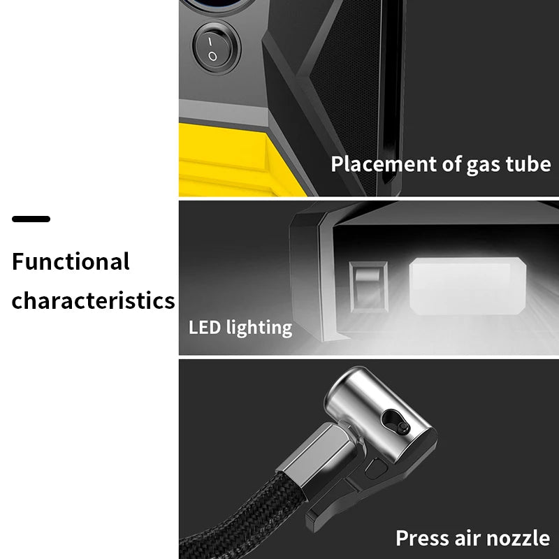 Portable 12V Car Tire Inflator - 150PSI Digital Air Compressor - 4
