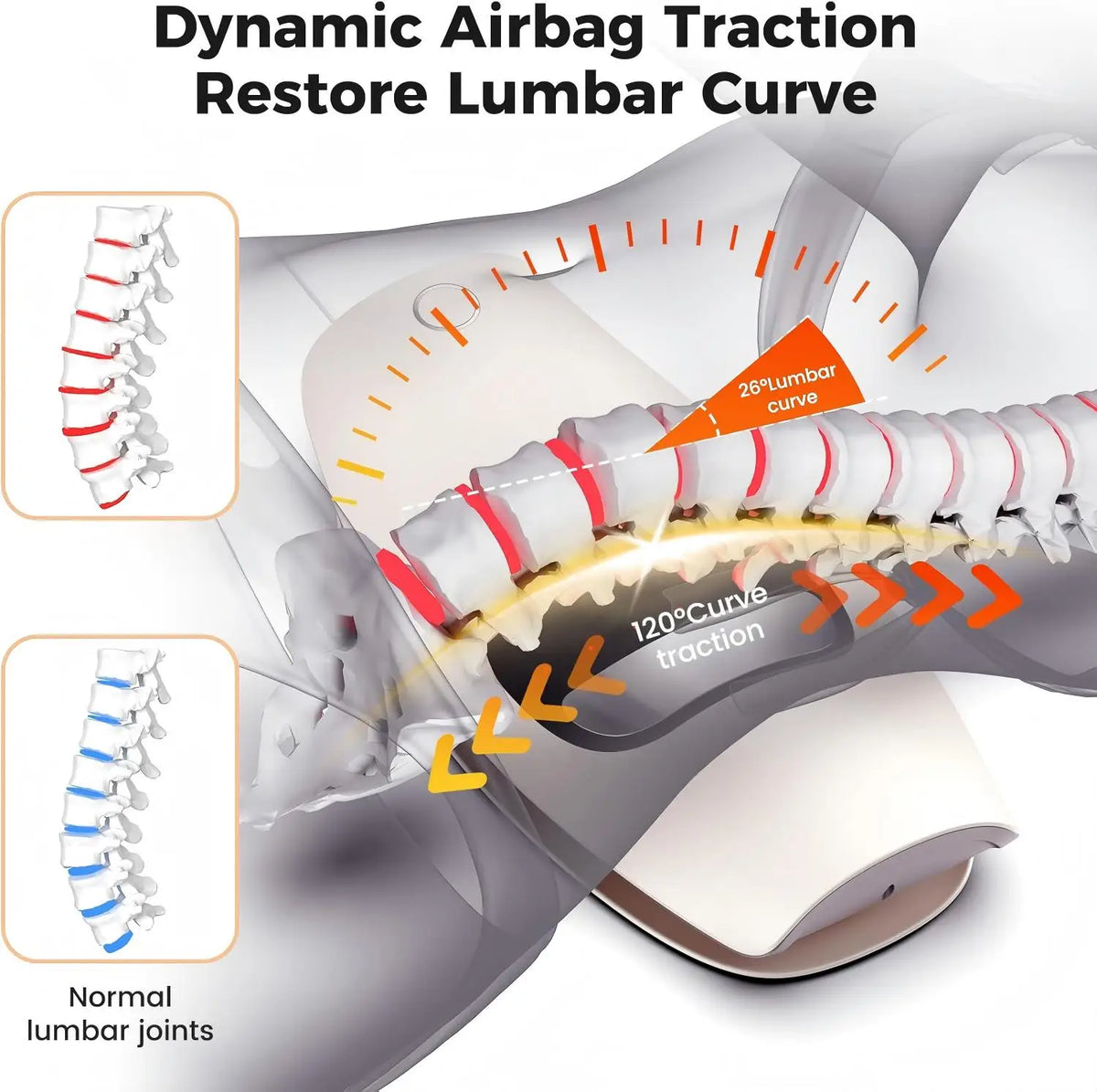 Electric Lumbar Traction Massager with Heat and Vibration for Back Pain Relief