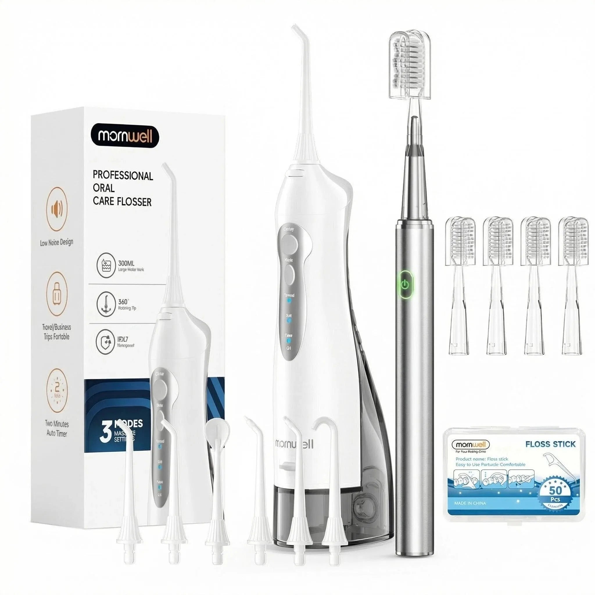Portable Water Flosser and Electric Toothbrush Combo Set for Deep Oral Care - 21