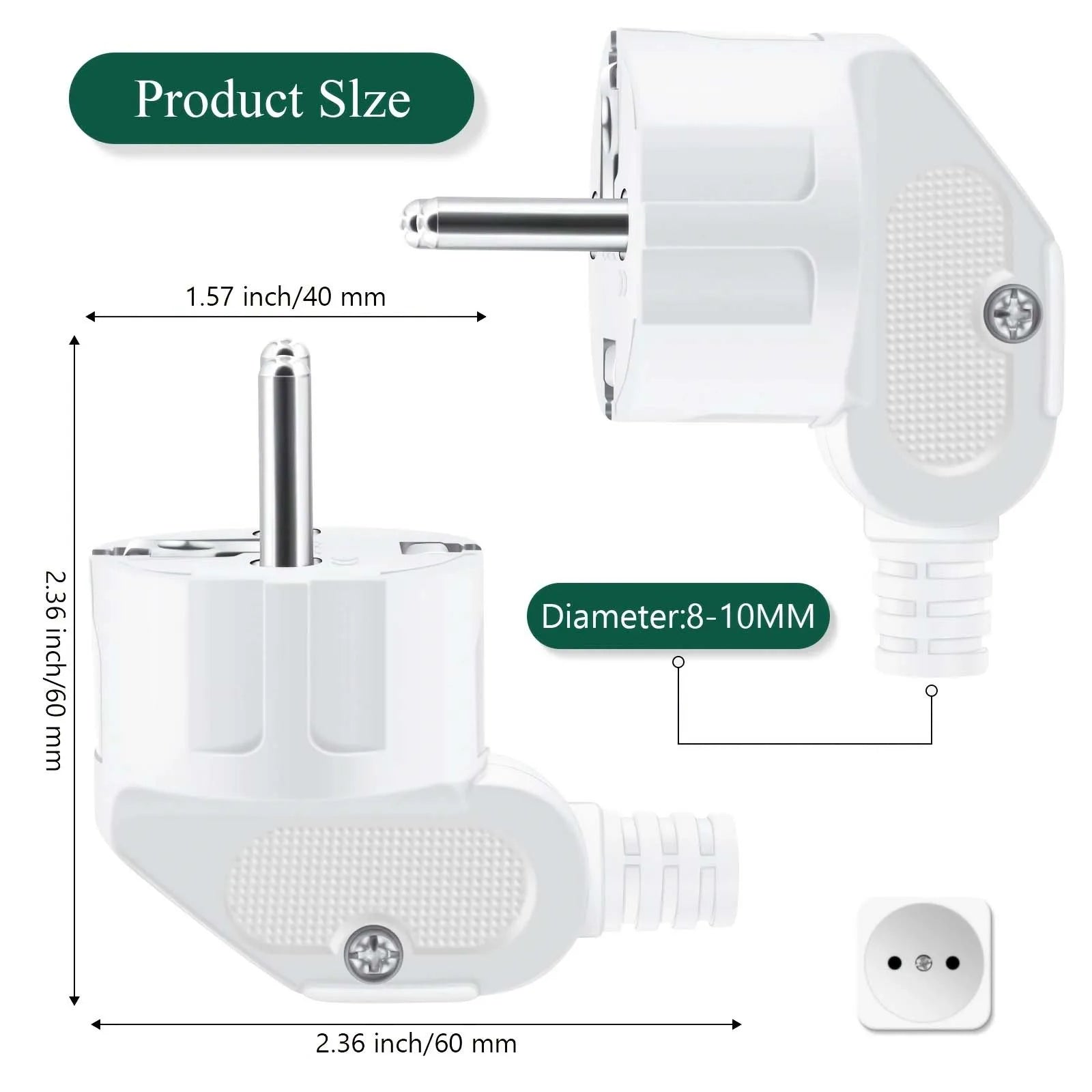 3PCS IP44 Schuko EU Plug Male Replacement Connector 16A 250V Waterproof - 2