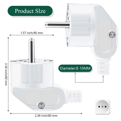 3PCS IP44 Schuko EU Plug Male Replacement Connector 16A 250V Waterproof