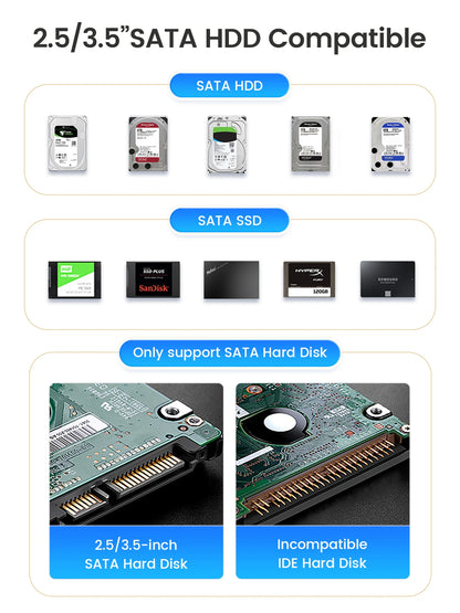 Dual-Bay HDD/SSD Docking Station with Offline Clone & USB 3.0/Type-C