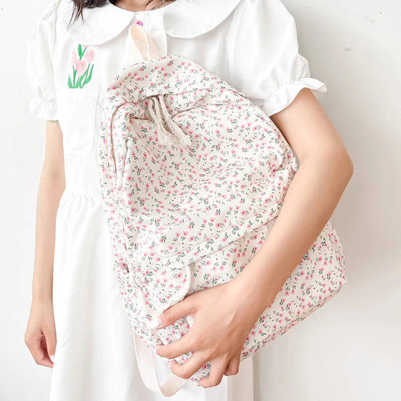 Luxury Floral Nylon School Backpack