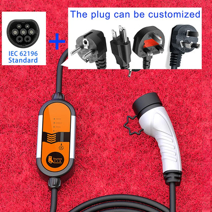 Portable EV Charger Type 1 & 2 - 3.5kW Adjustable Electric Car Charger
