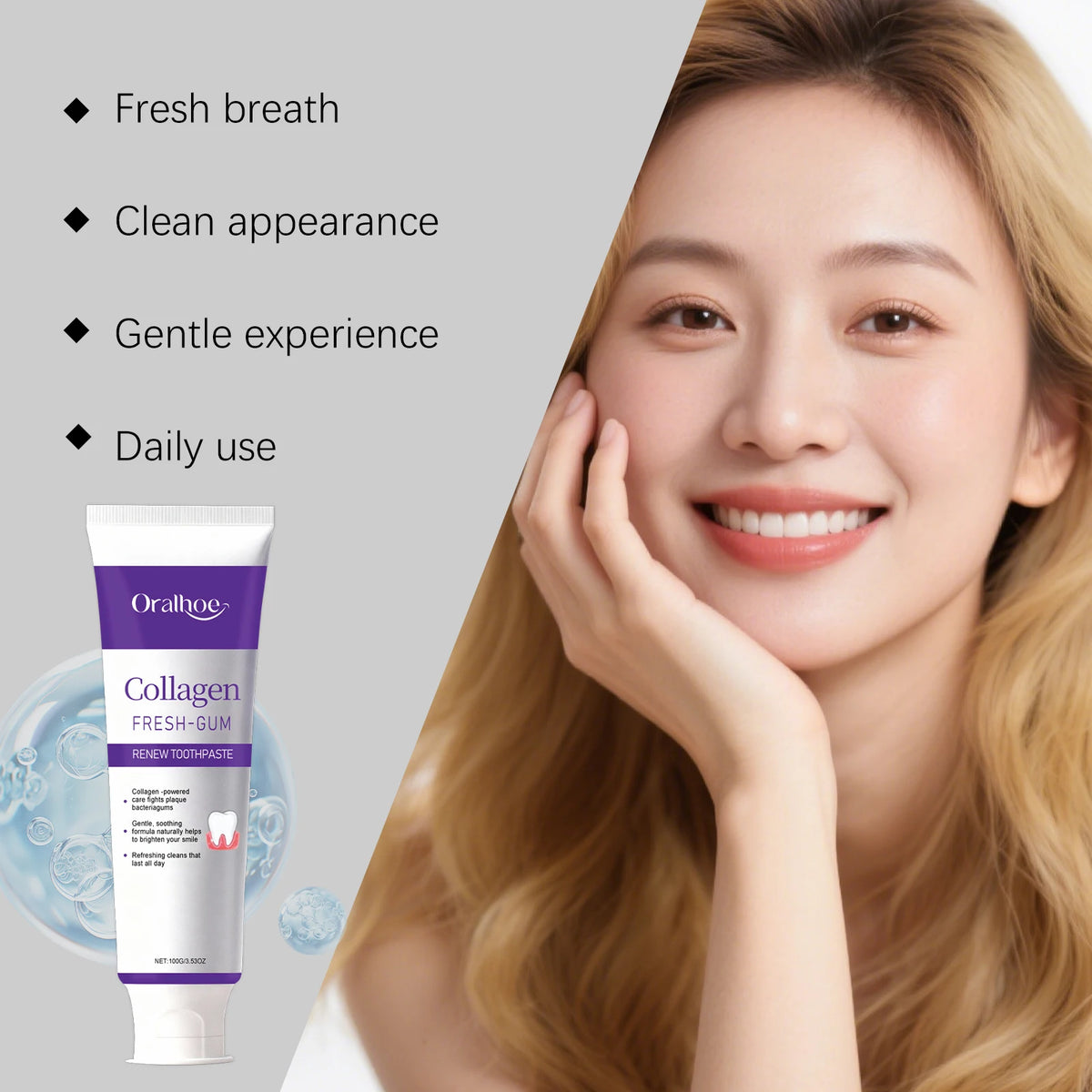 Collagen Purple Toothpaste for Teeth Whitening, Deep Cleaning & Fresh Breath