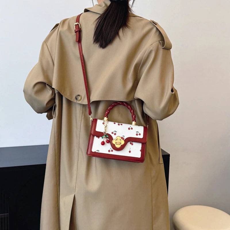 Luxury Cherry Print Satchel