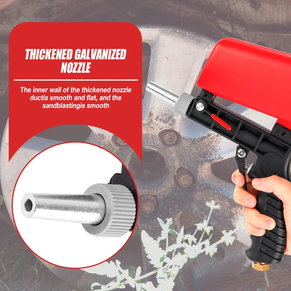Portable Pneumatic Sandblasting Gun Set - 90 PSI Gravity Feed Rust Paint Remover Tool