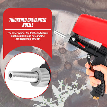 Portable Pneumatic Sandblasting Gun Set - 90 PSI Gravity Feed Rust Paint Remover Tool