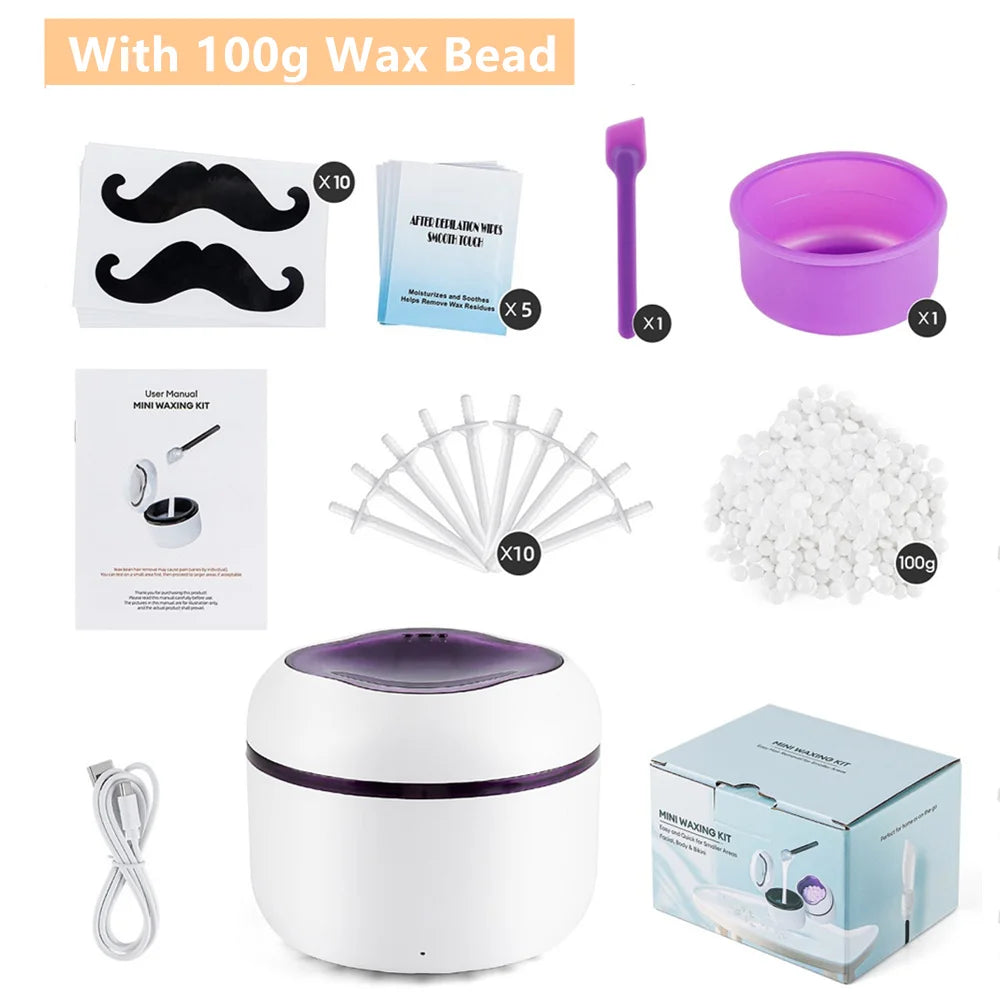 Mini Wax Heater & Nose Ear Hair Removal Kit - 34