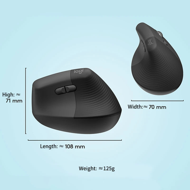 Logitech Lift Ergonomic Vertical Wireless Mouse - Silent Bluetooth & USB - 5