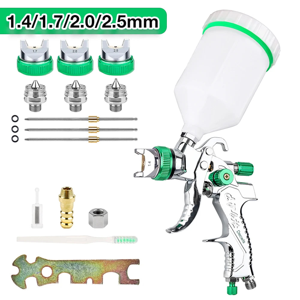 Professional HVLP Air Spray Gun Kit - Auto & Home Paint Sprayer with 600ml Cup - 13