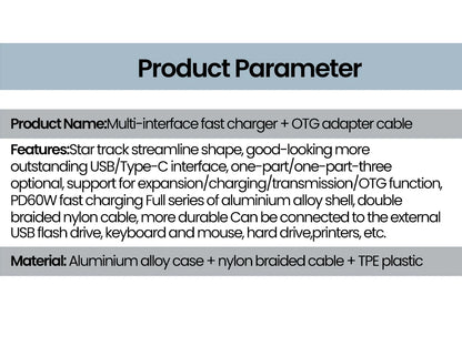 USB C Hub Splitter Adapter - 60W PD Fast Charging & Data Transfer Cable