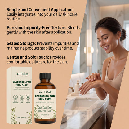Pure Cold-Pressed Castor Oil for Deep Skin Hydration and Body Massage