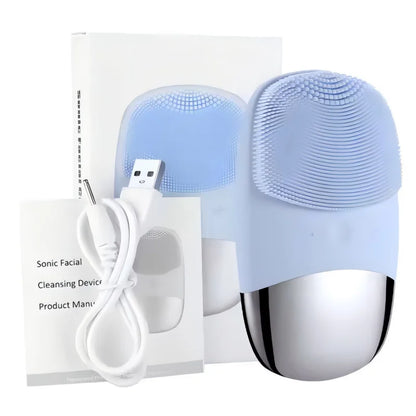 3-in-1 Electric Silicone Facial Cleansing Brush & Skin Massager