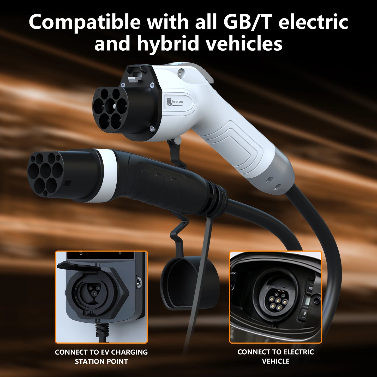 GB/T to Type 2 EV Charging Cable - Fast 16A/32A Electric Vehicle Charger