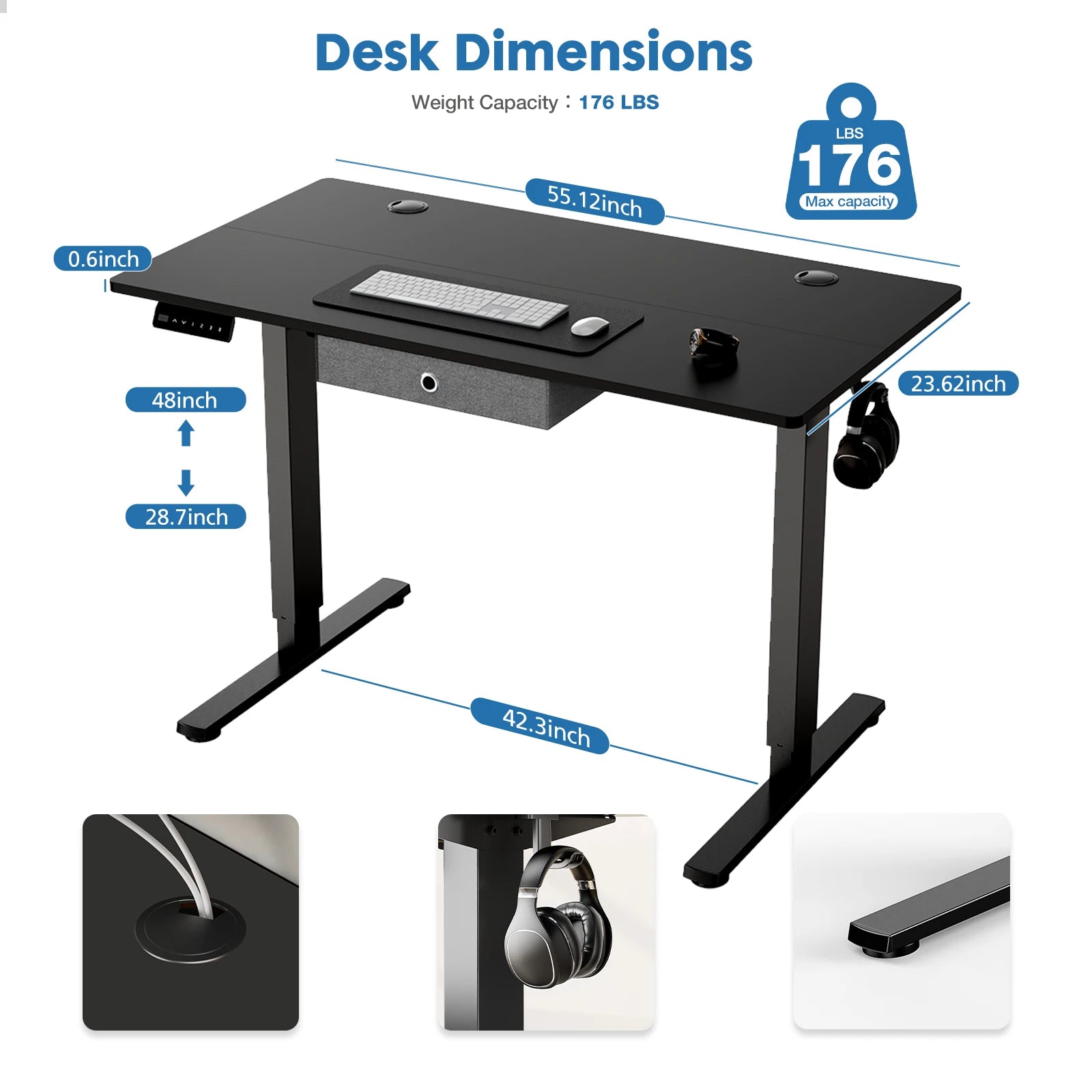 Electric Standing Desk - Height Adjustable Sit-Stand Computer Workstation - 12