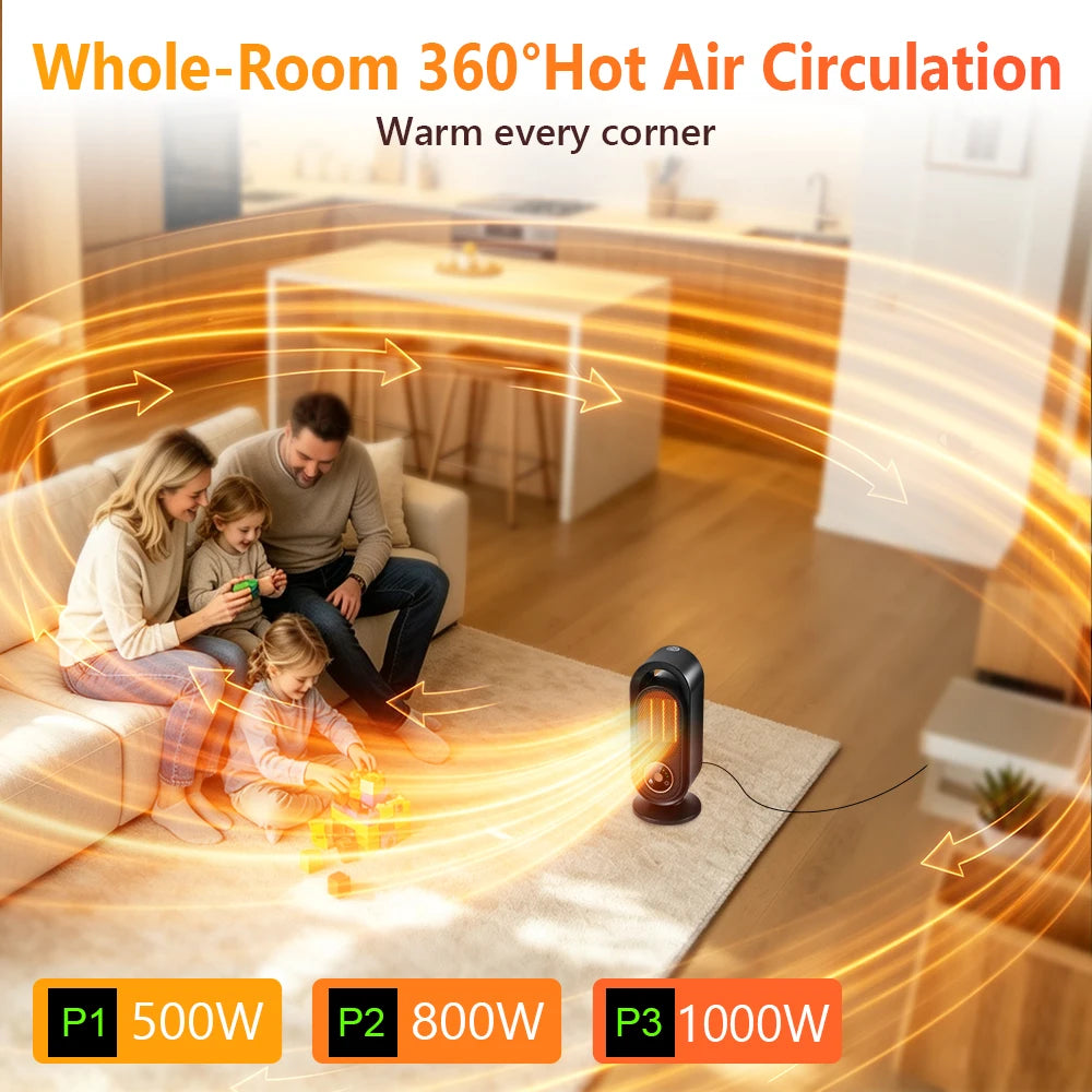 Portable Electric Ceramic Space Heater for Home Office Quiet Fast Heating