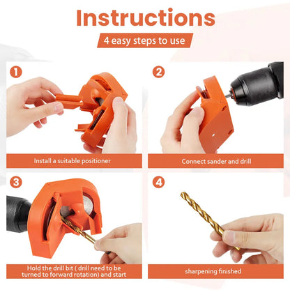 Twist Drill Bit Sharpener Tool for 2-16mm Bits - Portable Grinder Powered by Electric Drill