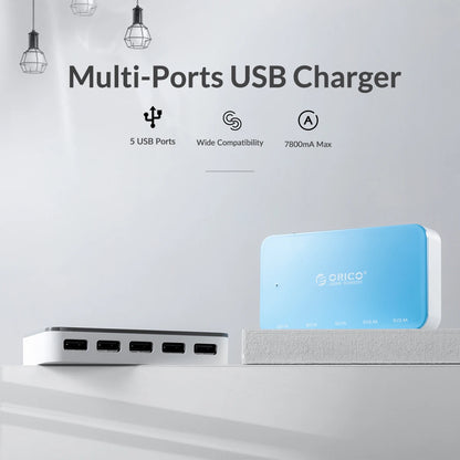 Multi-Port Desktop USB Charging Station - 5-Port Fast Home Office Hub