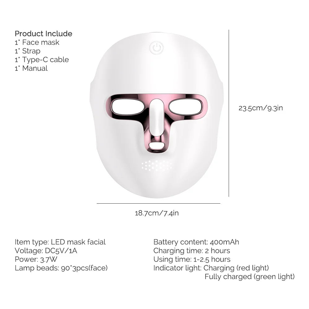 7 Color LED Face & Neck Mask - Anti-Aging Light Therapy