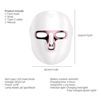 7 Color LED Face & Neck Mask - Anti-Aging Light Therapy