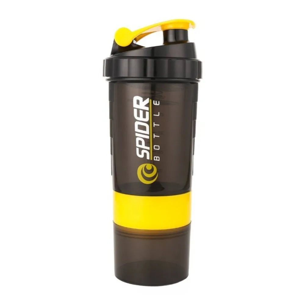 3-Layer Portable Protein Shaker Bottle - Leak-Proof Gym Mixing Cup - 24