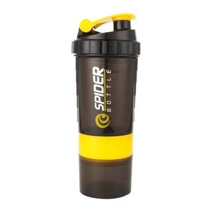 3-Layer Portable Protein Shaker Bottle - Leak-Proof Gym Mixing Cup