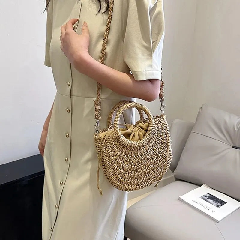 Luxury Half-Moon Straw Bag