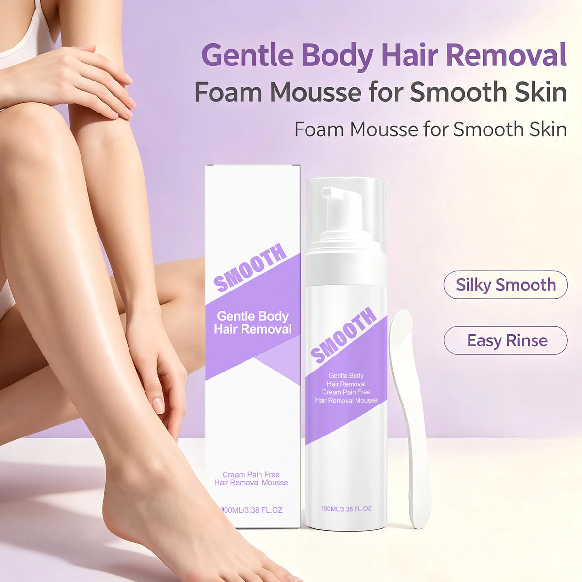 Painless Hair Removal Mousse Spray for Smooth Skin - Gentle Depilatory Foam