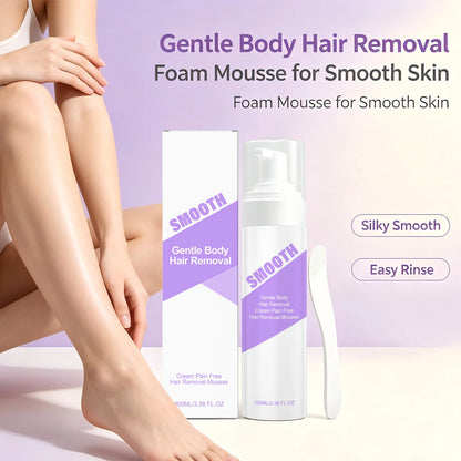 Painless Hair Removal Mousse Spray for Smooth Skin - Gentle Depilatory Foam