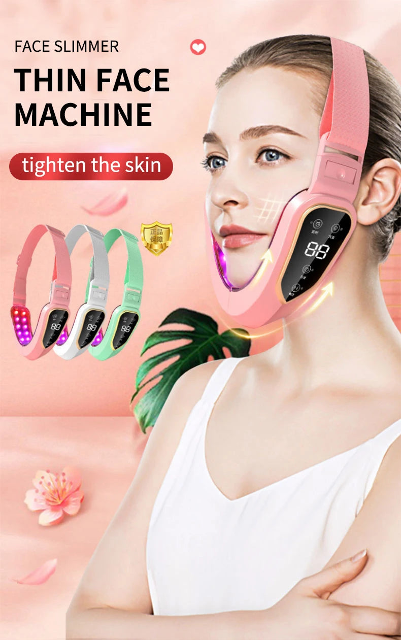LED V-Face Lifting Massager: Photon Therapy & Vibration Slimming Device