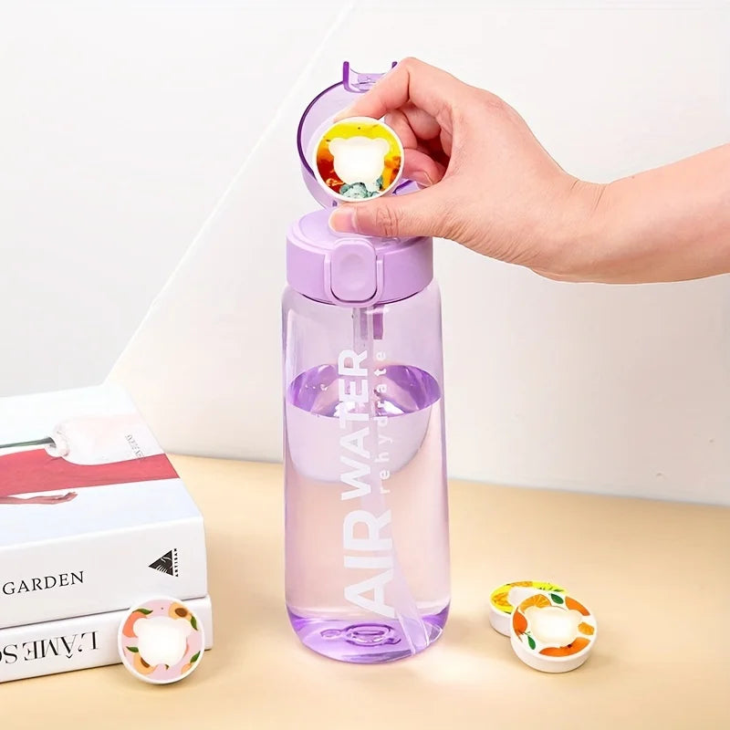 Aroma Water Bottle with 7 Fruit Pods – 750ml Scented Fitness Water Cup
