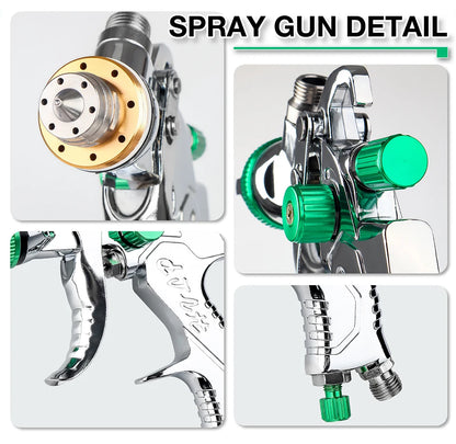 Professional HVLP Gravity Feed Spray Paint Gun Kit - 1.4/1.7/2.0mm Nozzles