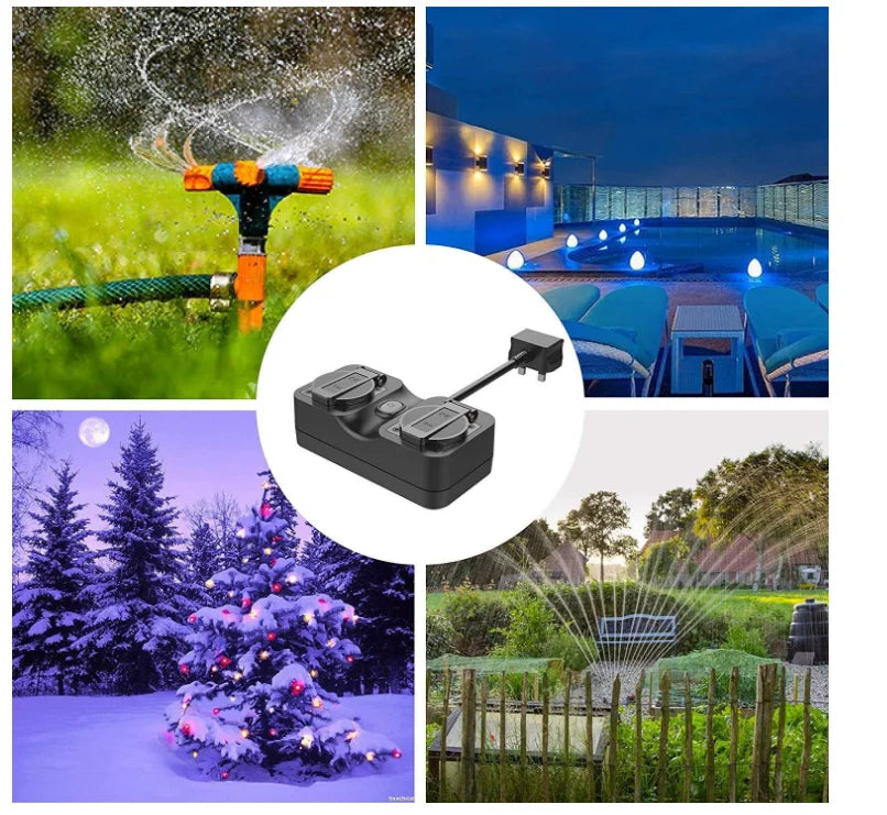 WiFi Smart Outdoor Power Socket - Dual Plug Waterproof Outlet IP44 - 19