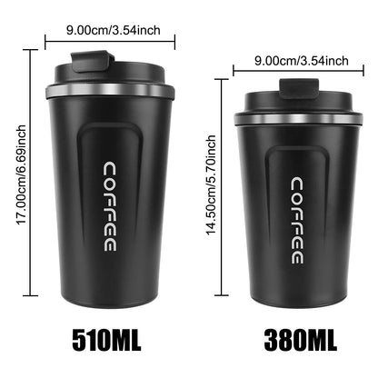 Insulated Stainless Steel Travel Mug - Leak-Proof Coffee Cup 380/510ml