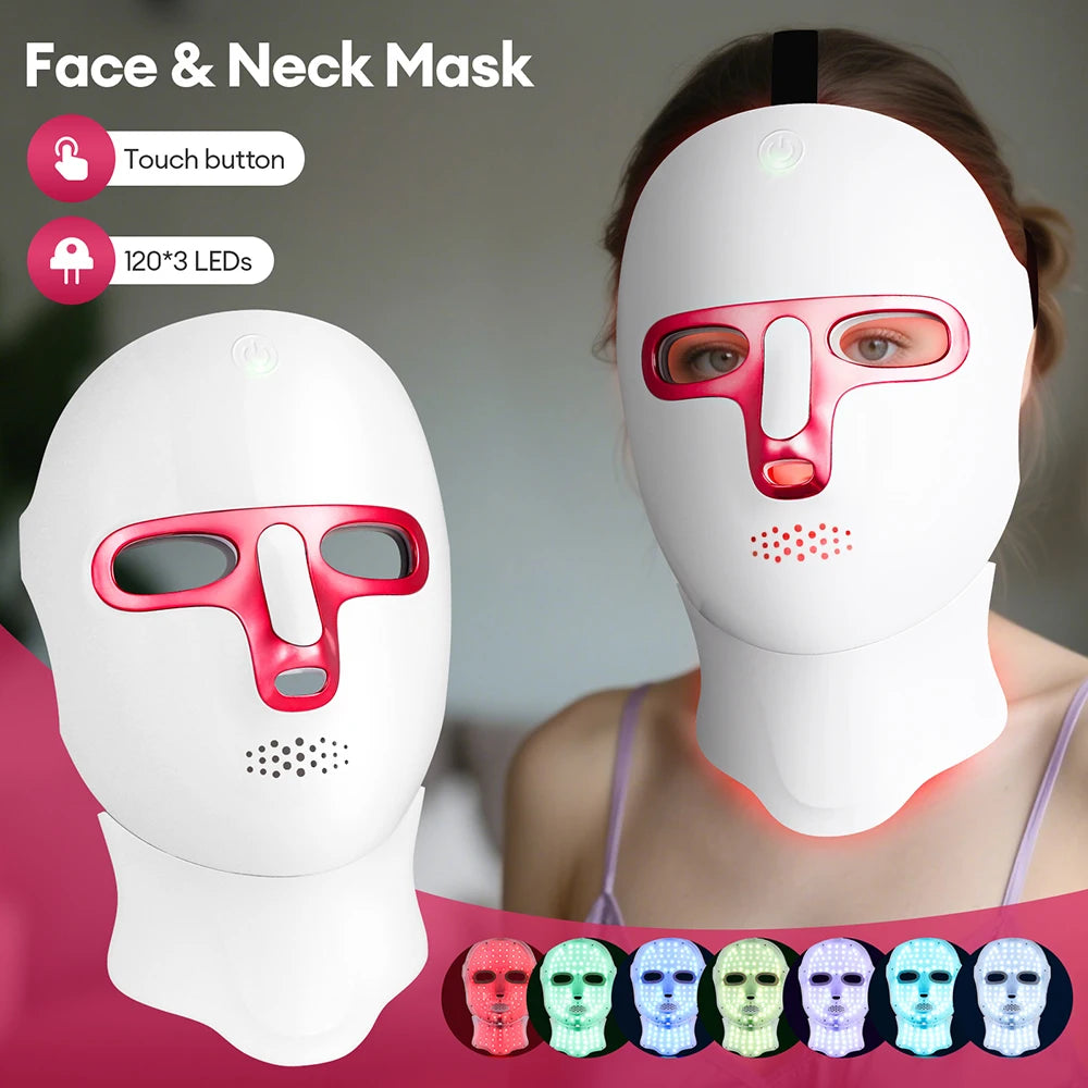 7 Color LED Face & Neck Mask - Anti-Aging Light Therapy