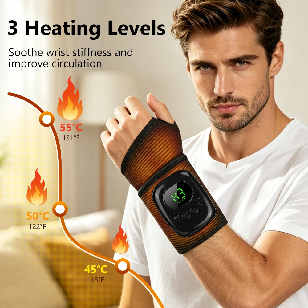 Cordless Air Compression Wrist Massager with Heat Therapy for Pain Relief - 4