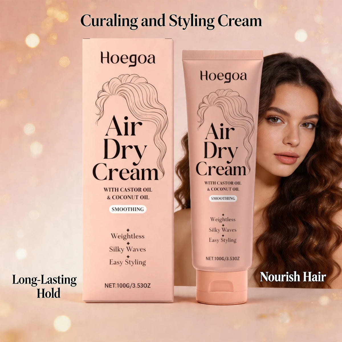 Curl Defining Styling Cream with Castor & Coconut Oil for Natural Waves & Shine