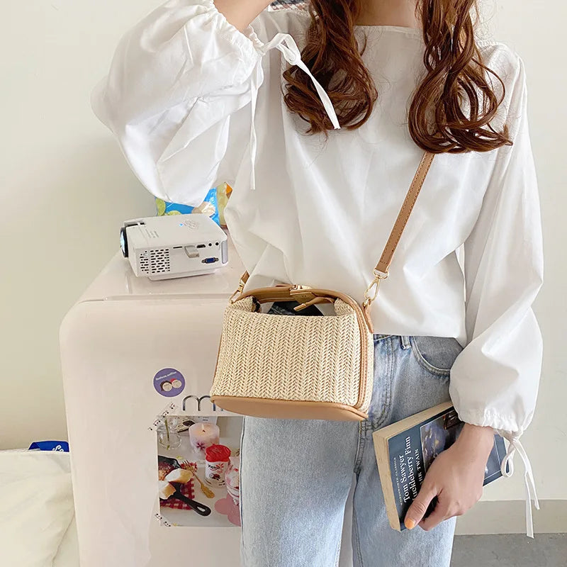 Luxury Woven Straw Bucket Bag