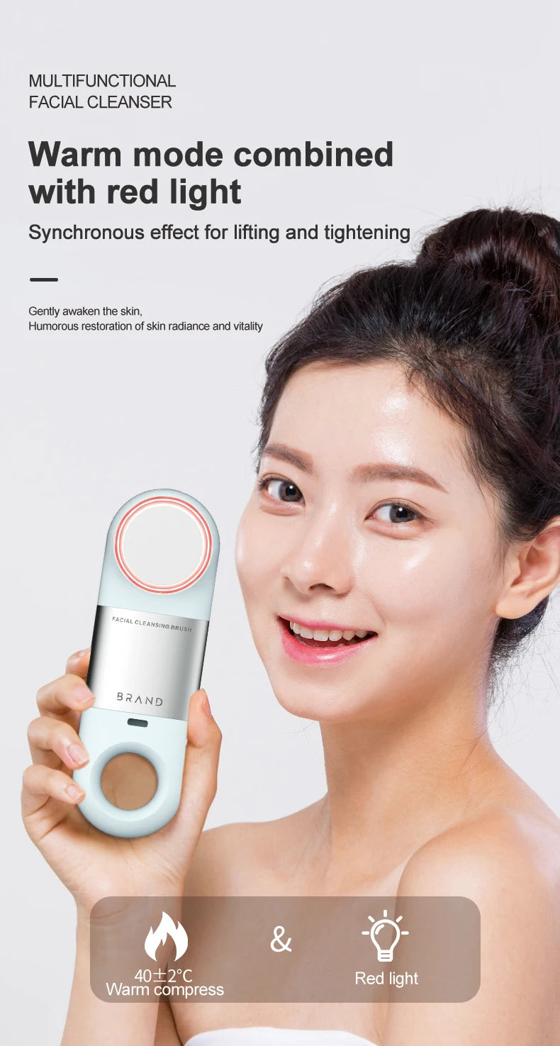 Hot & Cold Sonic Facial Cleansing Brush - Waterproof Silicone Face Massager