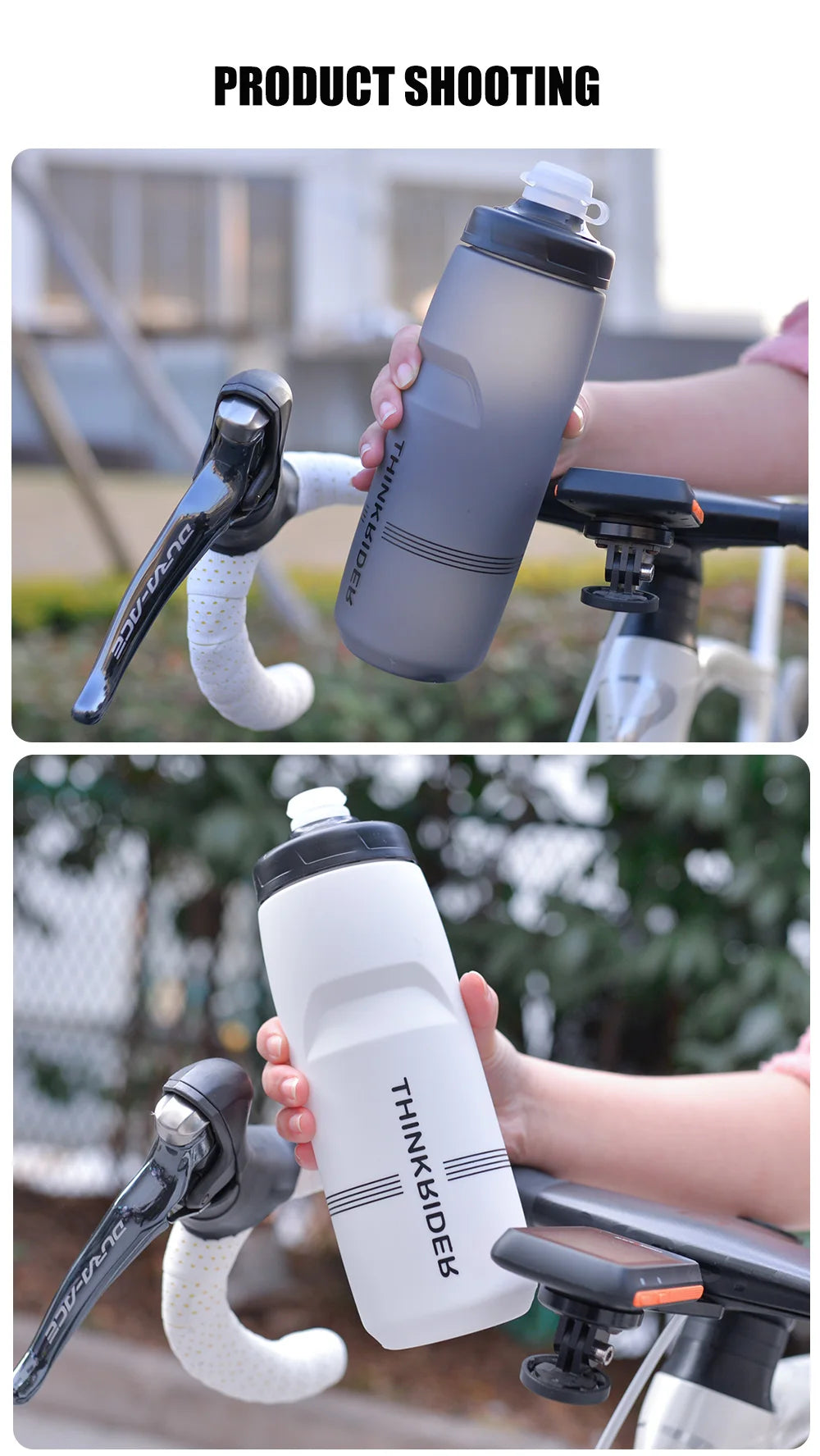 ThinkRider Sports Water Bottle - Leak-Proof Squeeze Bottle for Cycling & MTB - 17