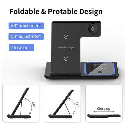 3-in-1 Foldable Wireless Charging Station for iPhone, Apple Watch & AirPods