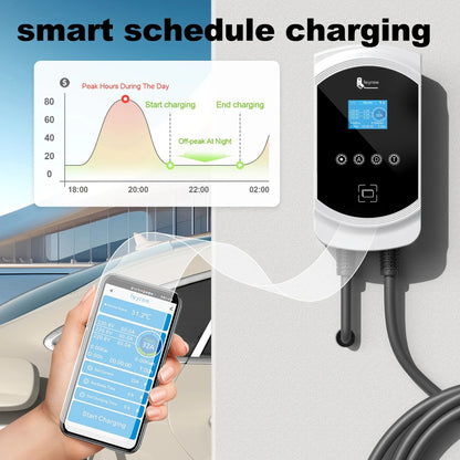 Smart EV Charging Wallbox - Adjustable 7KW/11KW/22KW Fast Charger with App