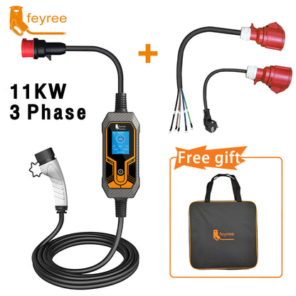 11KW Portable 3-Phase EV Charger Type 2 Adjustable Charging Box