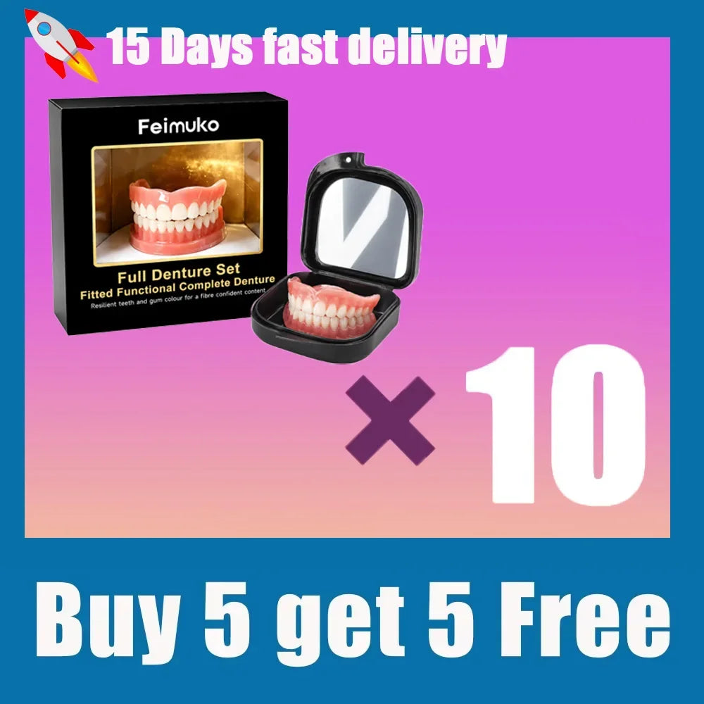 Comfort Fit Silicone Snap-On Dentures with Mirror Storage Case - 7