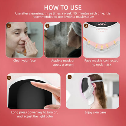 7-Color LED Face & Neck Light Therapy Mask Wireless