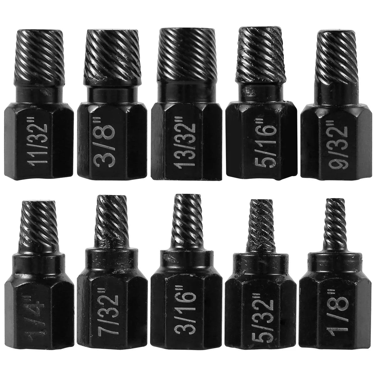 10-Piece Alloy Steel Screw Extractor Kit for Damaged Bolt & Stud Removal - 14