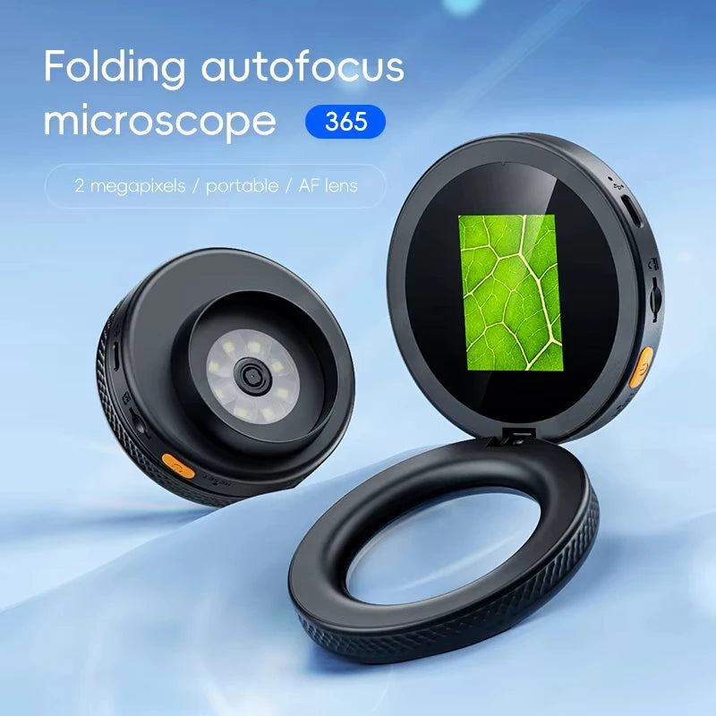 1080P Foldable Handheld Digital Microscope - 500X Zoom Magnifier with 2" IPS Screen