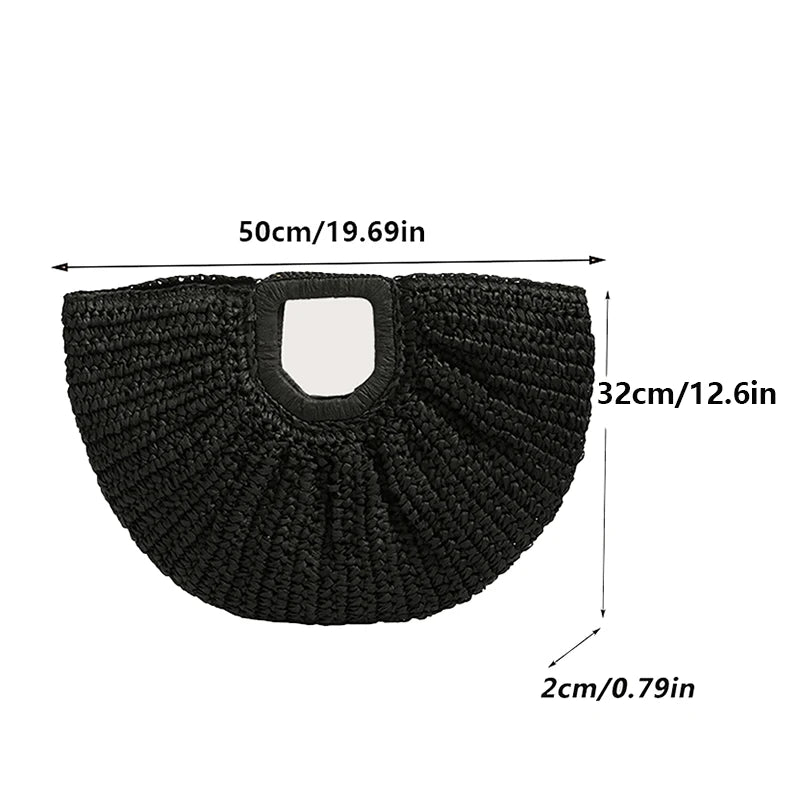 Luxury Half-Moon Straw Tote
