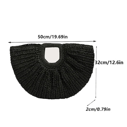 Luxury Half-Moon Straw Tote